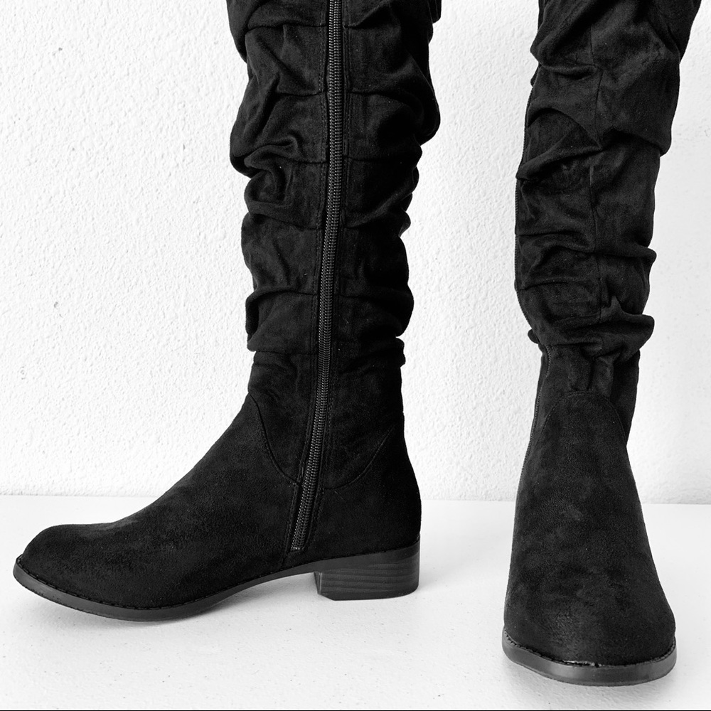 Catherine Malandrino Black Ruched Knee 1" Boot - Picture 2 of 8